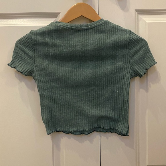 Green ribbed cropped top - Picture 2 of 2